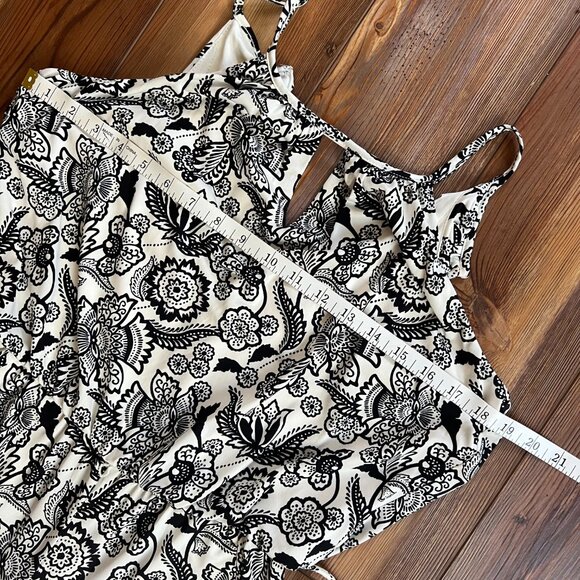 London Times Women’s Jumpsuit Keyhole Halter Black & White Floral Wide Leg Sz 6 - Picture 8 of 13